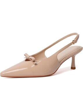 Women's Nude #P03 Patent Leather Kitten Heel Pointed Toe Pumps Party Dress Shoes